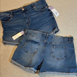 JUST BE BUNDLE SHORTS NWT High Waist Medium Wash Classic 5 Pocket Style Size XL